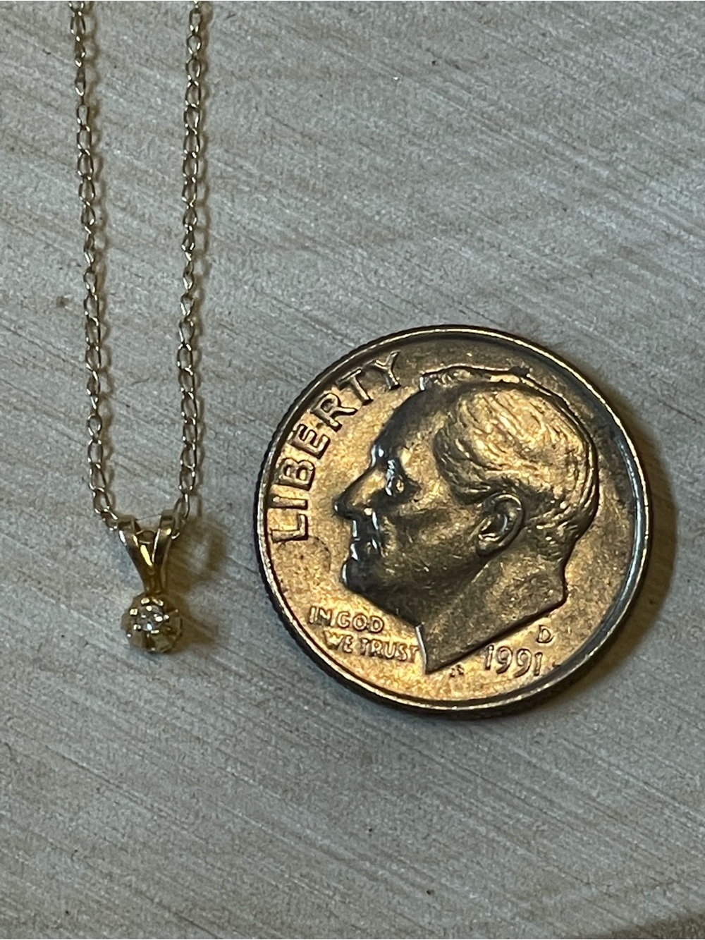 14k Gold Tiny .015ct Solitaire Pendant Necklace - Picture 4 of 7